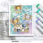 Pretty Pink Posh Halloween Word Scenes Clear Stamp and Die Set spiders