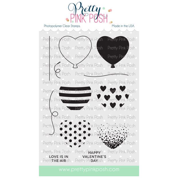 Pretty Pink Posh Heart Balloons Clear Stamps