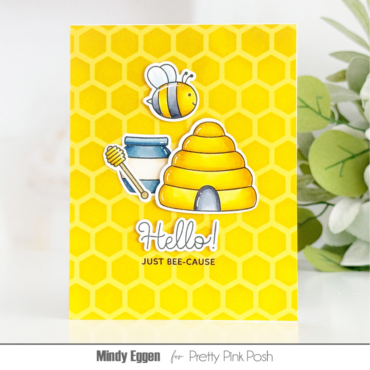 Pretty Pink Posh Honeycomb Stencil honey pot