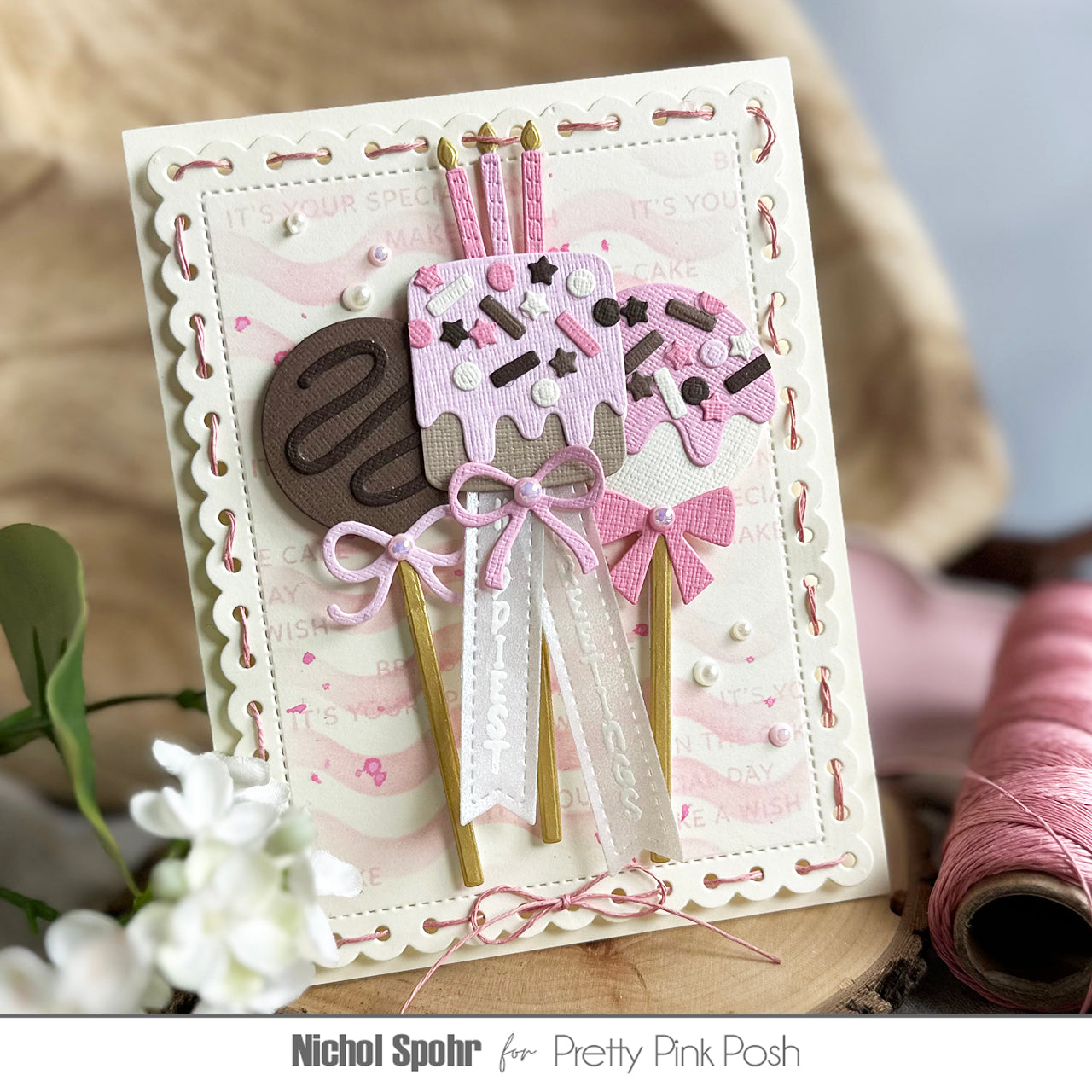 Pretty Pink Posh IVORY Pearls pink bow | color-code:ALT02