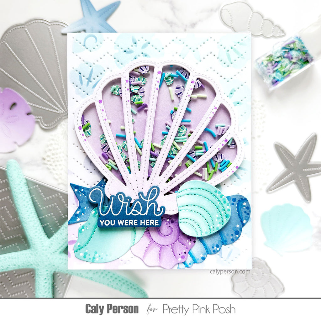 Pretty Pink Posh Layered Seashells Stencils shaker | color-code:ALT01