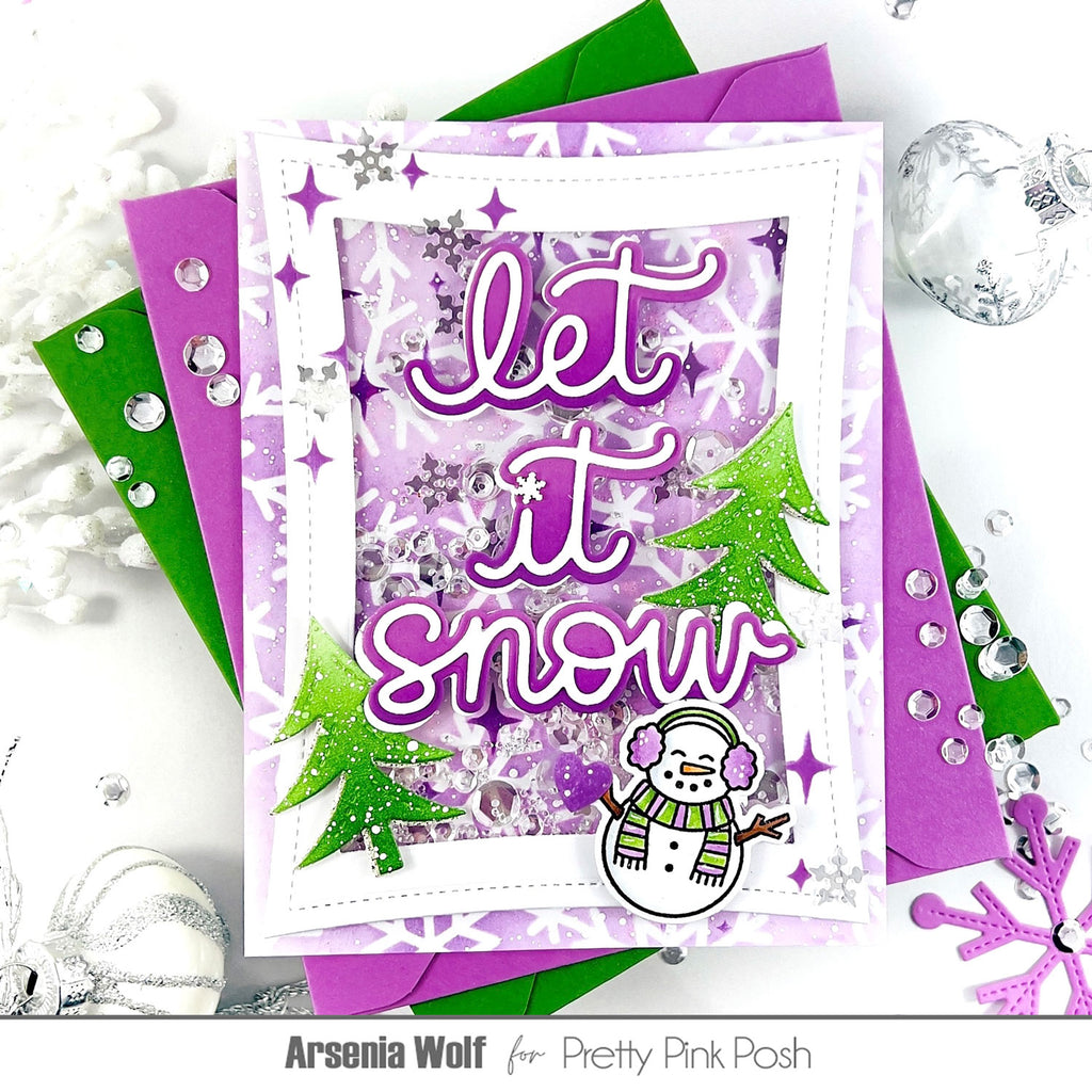 Pretty Pink Posh Let It Snow Shadow Dies shaker card