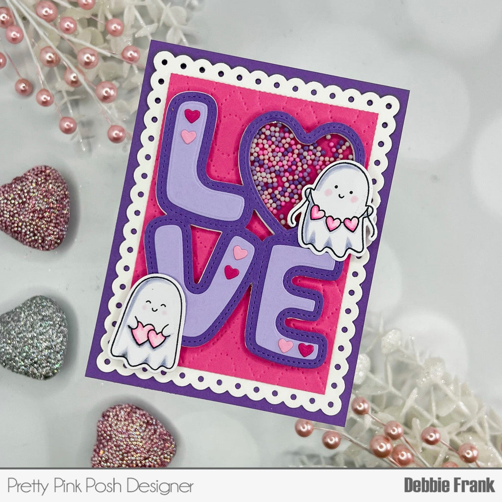 Pretty Pink Posh Love Word Shaker Dies ghost