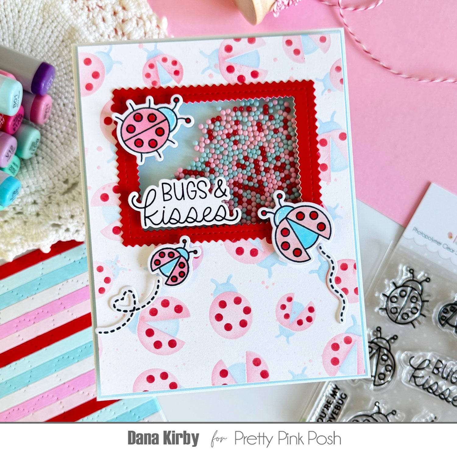 Pretty Pink Posh Lovely Ladybugs Dies shaker