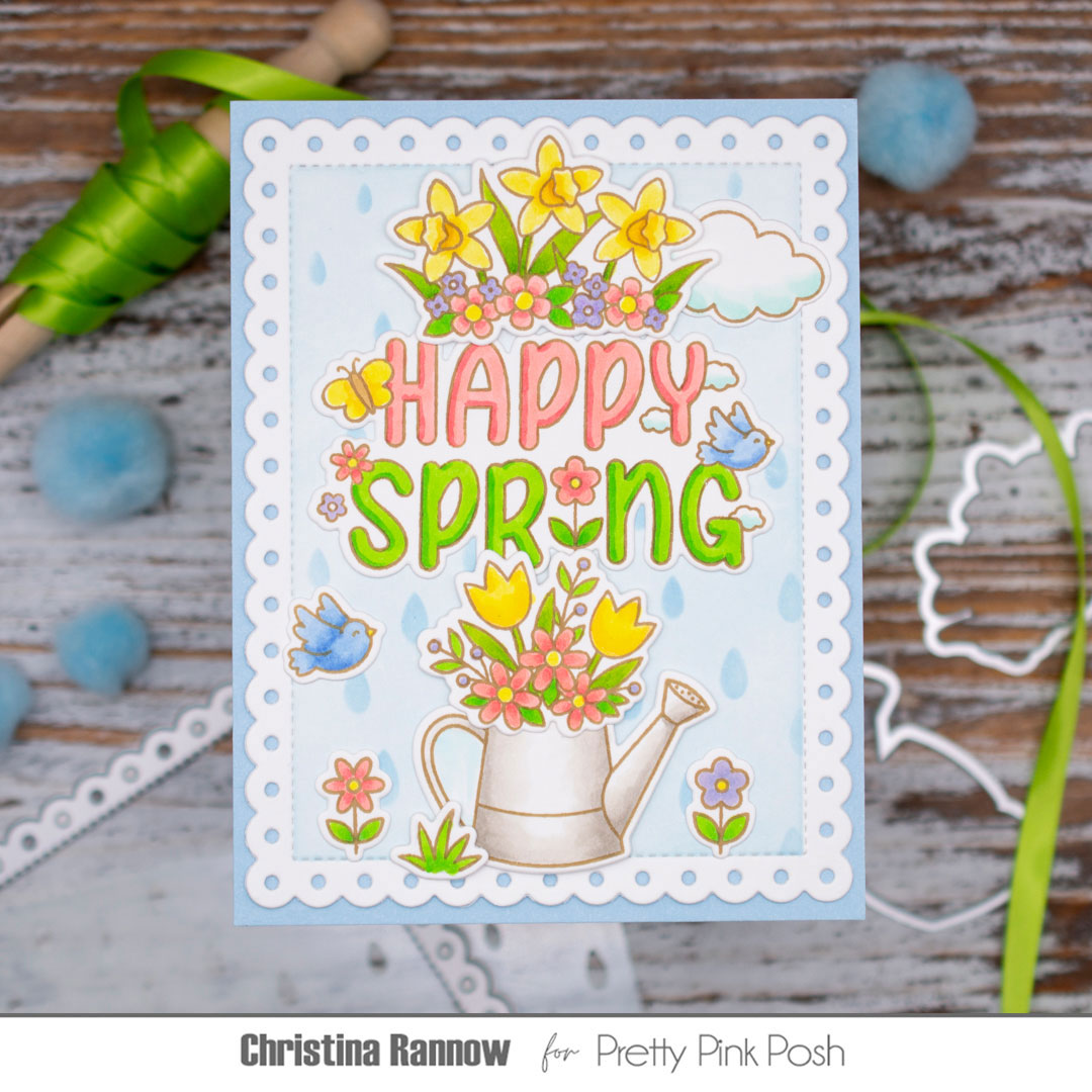 Pretty Pink Posh Raindrops Stencil happy spring