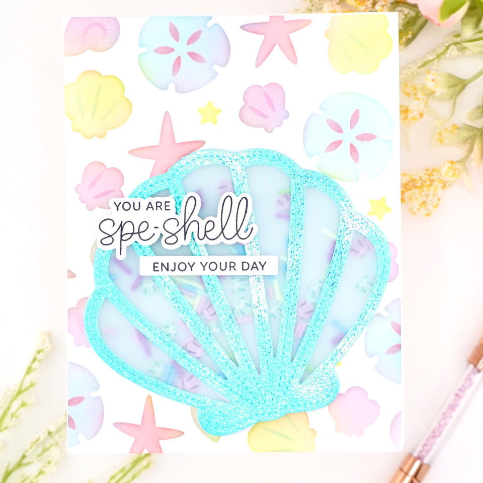Pretty Pink Posh Seashell Shaker Dies blue