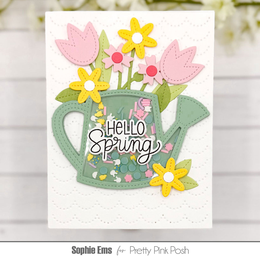Pretty Pink Posh Springtime Bunny Clay Confetti green watering can