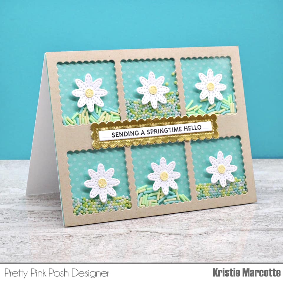 Pretty Pink Posh Stacked Squares Dies daisies