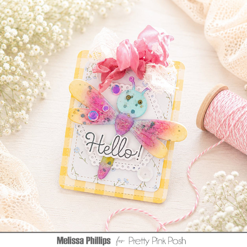 Pretty Pink Posh Stitched Bugs Dies dragonfly
