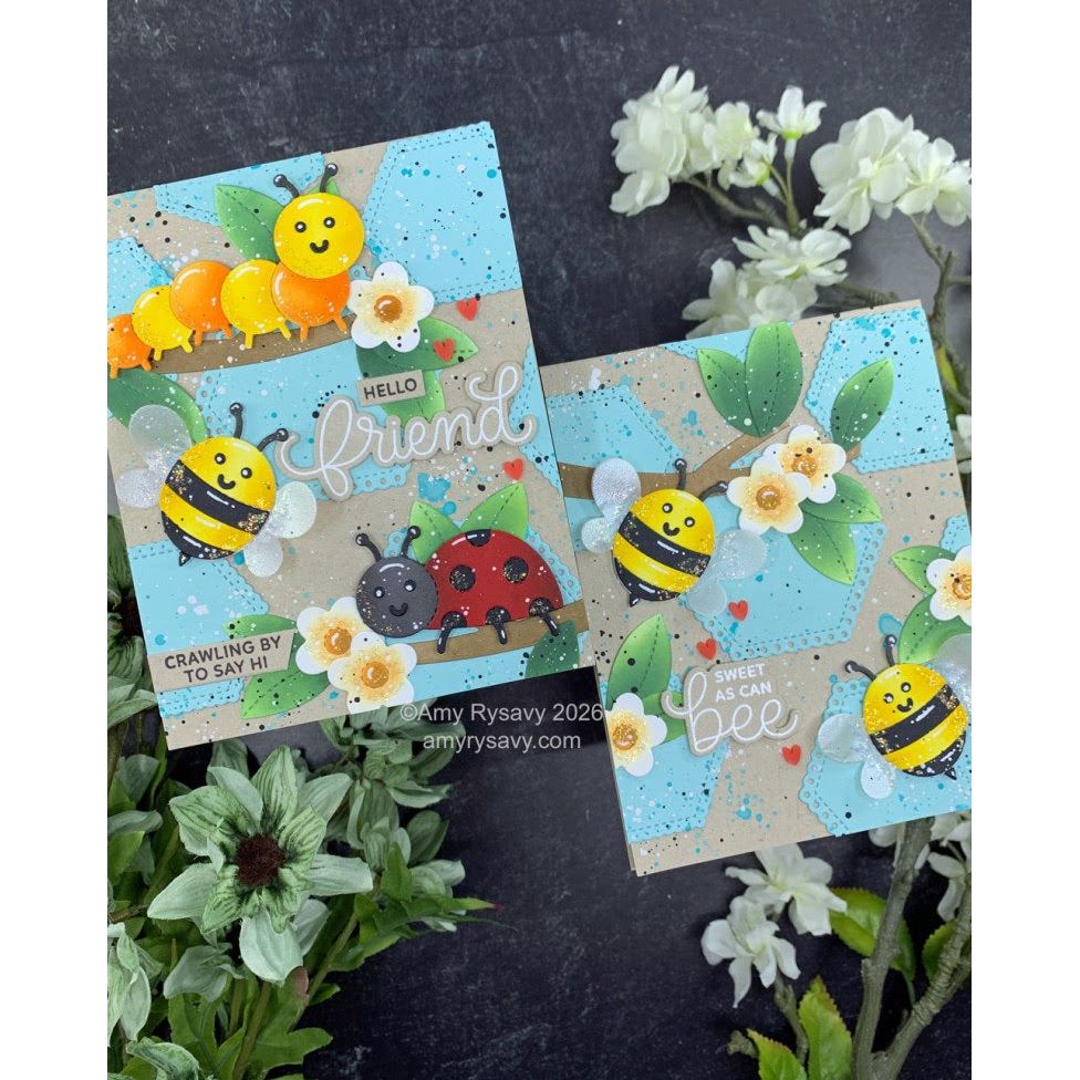 Pretty Pink Posh Stitched Bugs Dies hello friend | color-code:ALT03