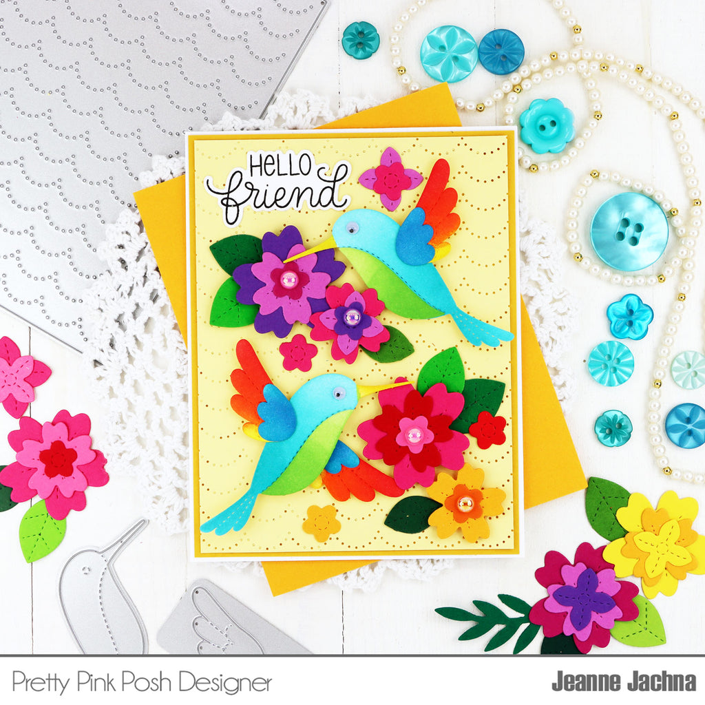 Pretty Pink Posh Stitched Hummingbirds Dies rainbow