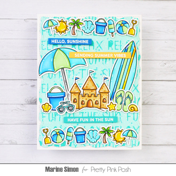 Pretty Pink Posh  Summer Icons Clear Stamp and Die Set sunshine