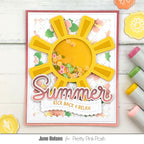 Pretty Pink Posh Sun Shaker Dies hibiscus flowers summer relax rays scalloped frame shaker card