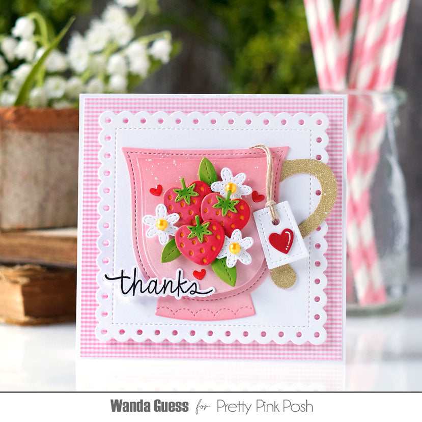Pretty Pink Posh Teacup Shaker Dies strawberries