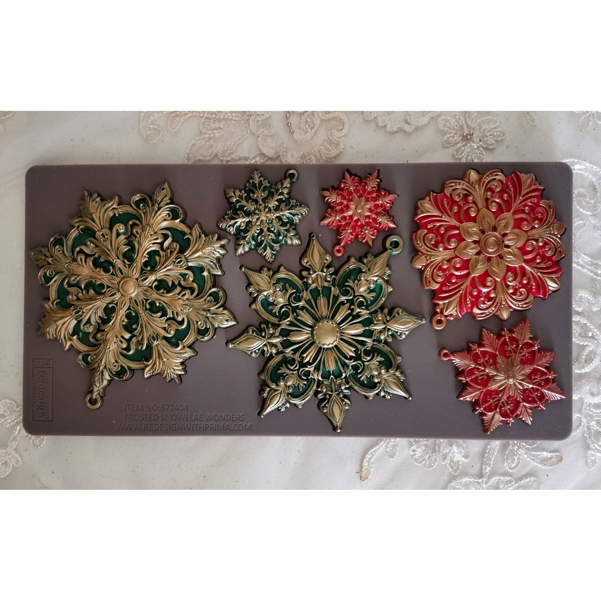 Prima Marketing Frosted Snowflake Wonders ReDesign Decor Mould 677404 Ornate Christmas