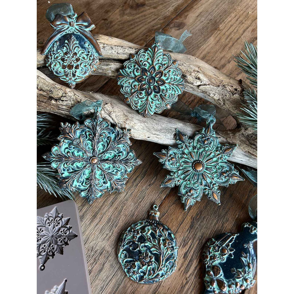 Prima Marketing Frosted Snowflake Wonders ReDesign Decor Mould 677404 Silver Ornaments