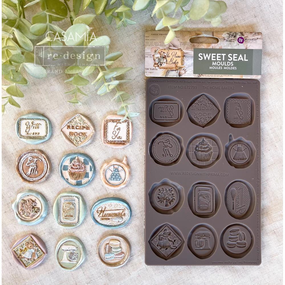 Prima Marketing The Home Baker Sweet Seal Decor Mould 672799 with sample pieces