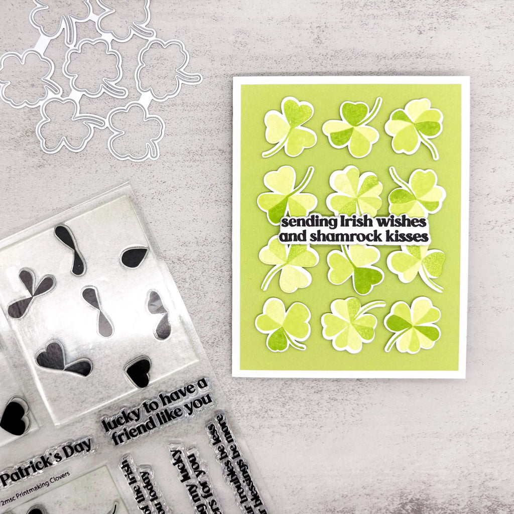 Simon Says Stamps and Dies Printmaking Clovers set1173pc Beautiful Moments St. Patrick's Day Card | color-code:ALT08