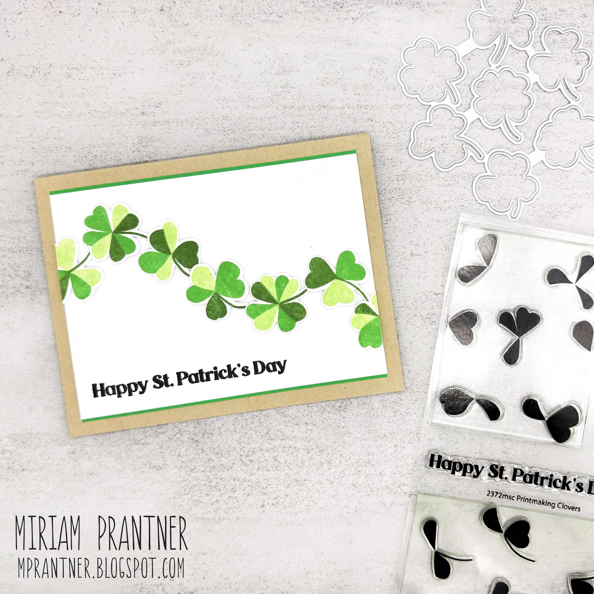 Simon Says Clear Stamps Printmaking Clovers 2372msc Beautiful Moments St. Patrick's Day Card