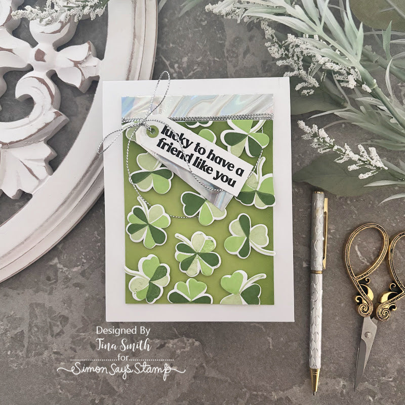 Simon Says Stamp Printmaking Clovers Wafer Dies 1572mdc Beautiful Moments St. Patrick's Day Card