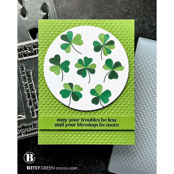 Simon Says Stamps and Dies Printmaking Clovers set1173pc Beautiful Moments St. Patrick's Day Card