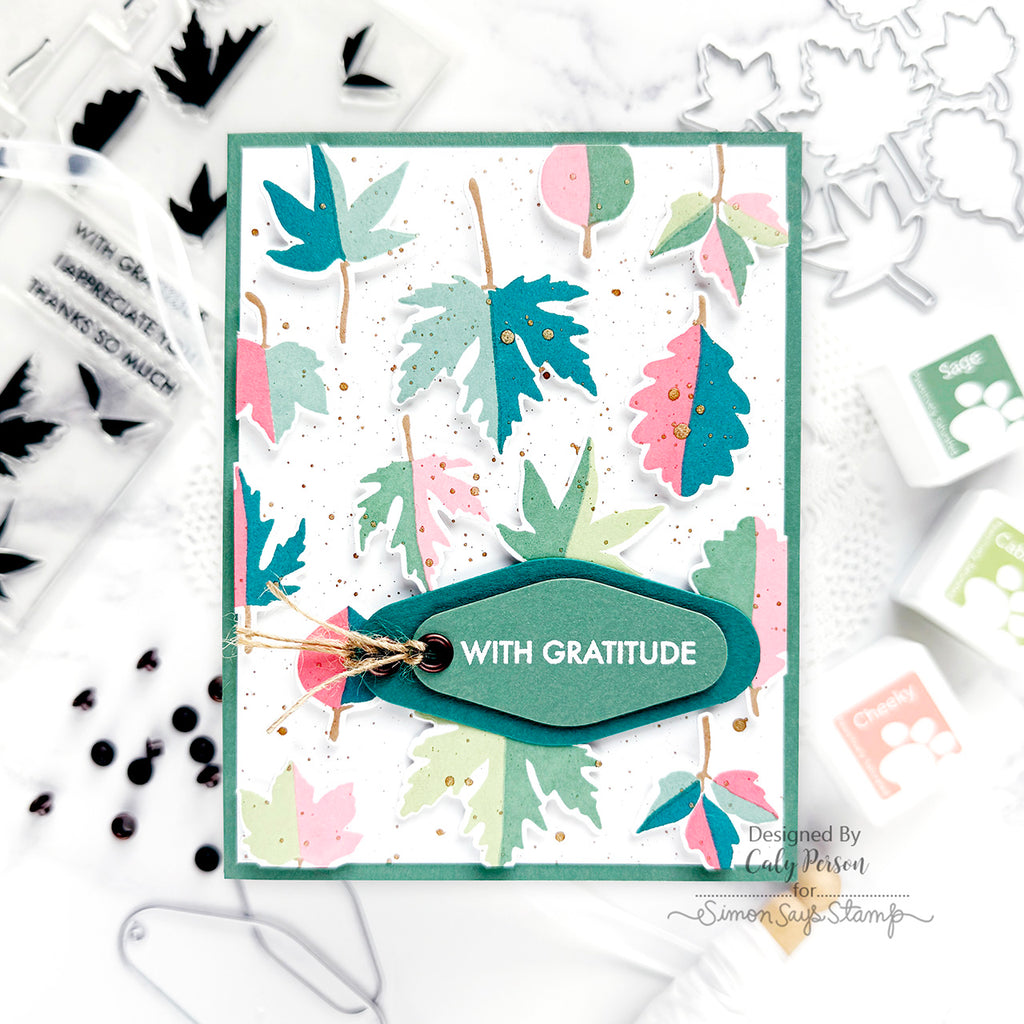 Simon Says Clear Stamps Printmaking Leaves 2281msc Sugar and Spice Gratitude Card | color-code:ALT01