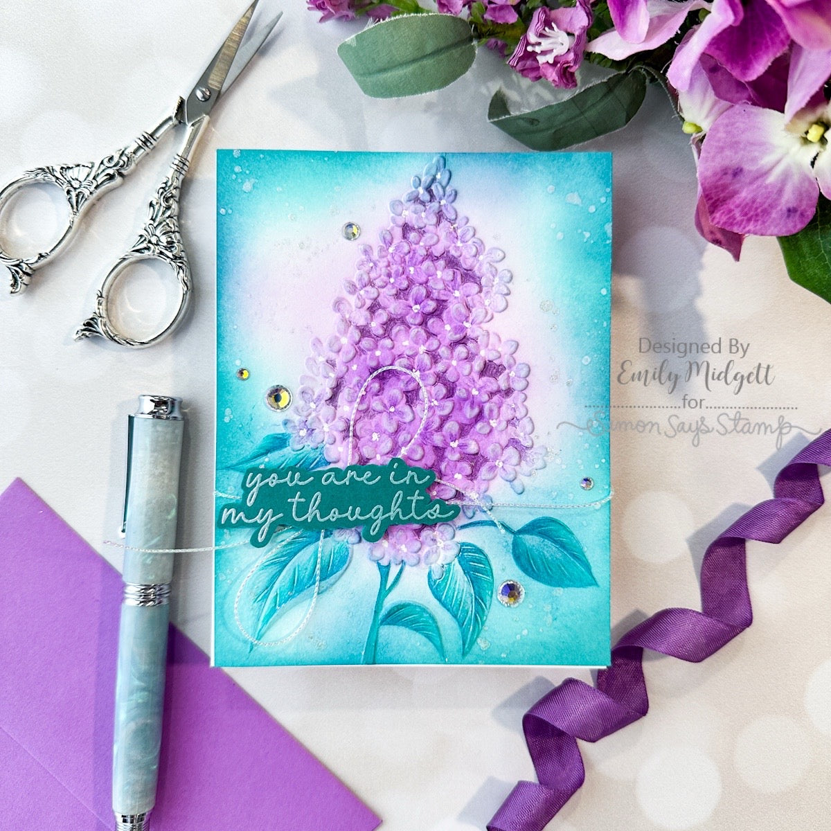 Simon Says Stamp Embossing Folder Pristine Lilac sf474 You Are My Favorite In My Thoughts Card | color-code:ALT02