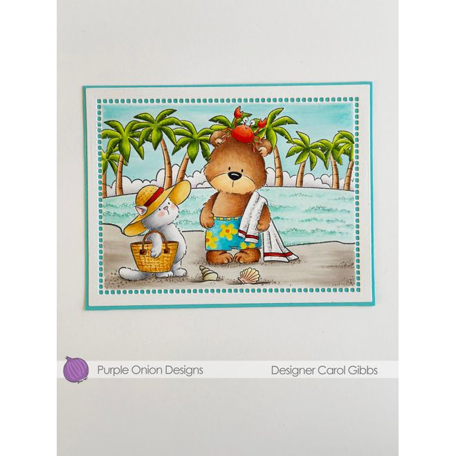Purple Onion Designs Beachscape Background Unmounted Cling Stamp pod5075 Beach Card