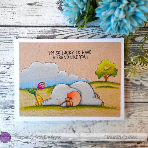 Purple Onion Designs Blue Days Unmounted Cling Stamp pod5045 So Lucky To Have A Friend Like You