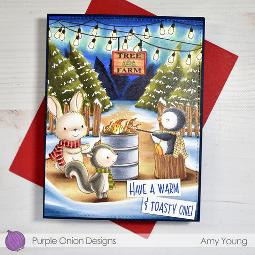 Purple Onion Designs Fire Barrel Unmounted Cling Stamp pod1431 Amy Young Card