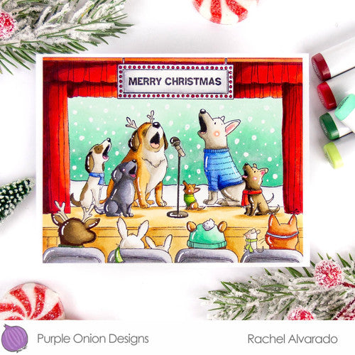 Purple Onion Designs Frostypine Audience Unmounted Cling Stamp pod6069 Rachel Alvarado Card