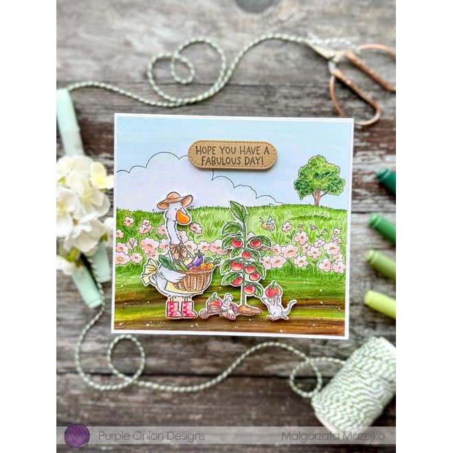 Purple Onion Designs Happy Harvest Unmounted Cling Stamp pod5041 Gardening