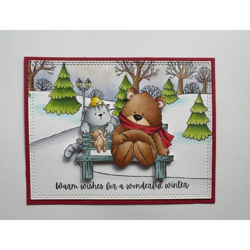 Purple Onion Designs Merry Bestie-Mas Unmounted Cling Stamp pod5032 Carol Gibbs Card