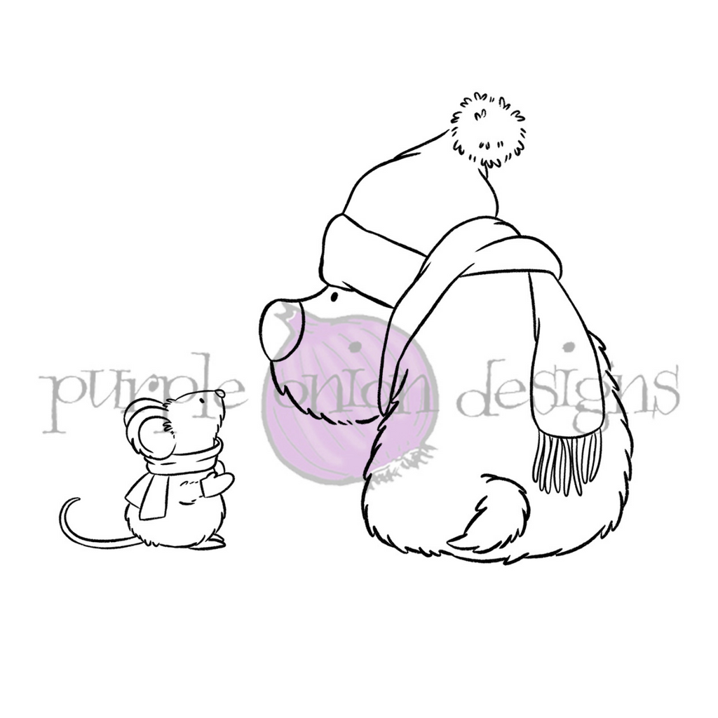 Purple Onion Designs Mr. Corgi And Mousy Winter Friends Unmounted Cling Stamp pod5064