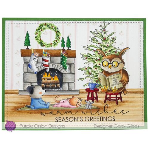 Purple Onion Designs Stockings And Fireplace Unmounted Cling Stamp pod6067 Carol Gibbs