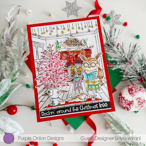 Purple Onion Designs Stockings And Fireplace Unmounted Cling Stamp pod6067 Lidya Wirani