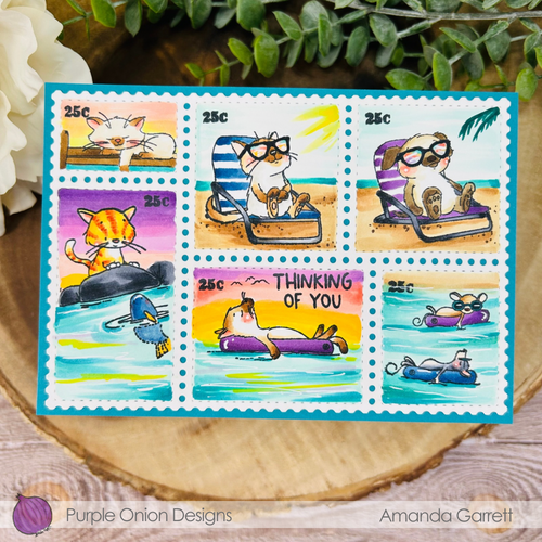 Purple Onion Designs Sunny Sunning Unmounted Cling Stamp pod6052 Summer Fun Stamp Card
