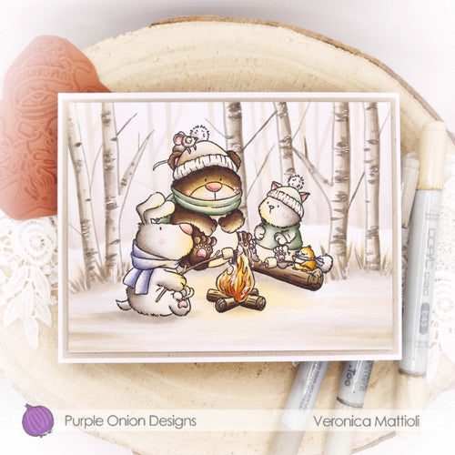 Purple Onion Designs Toasty Times Unmounted Cling Stamp pod5031 Veronica Mattioli Card