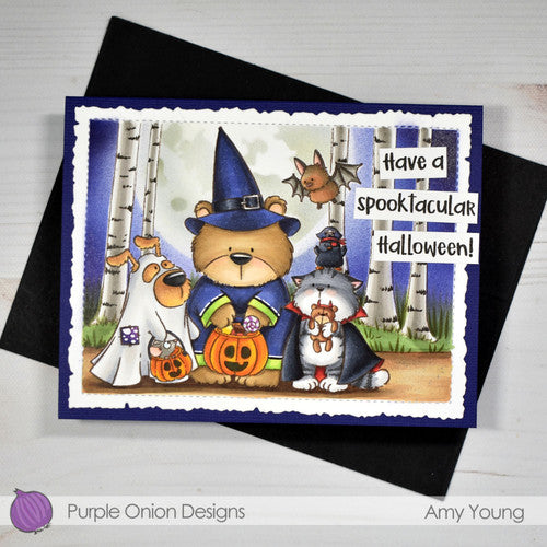 Purple Onion Designs Tofu And Friends Trick Or Treat Unmounted Cling Stamp pod5055 Amy Young