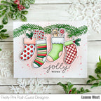 Pretty Pink Posh Holiday Stockings Coordinating Dies jolly wishes