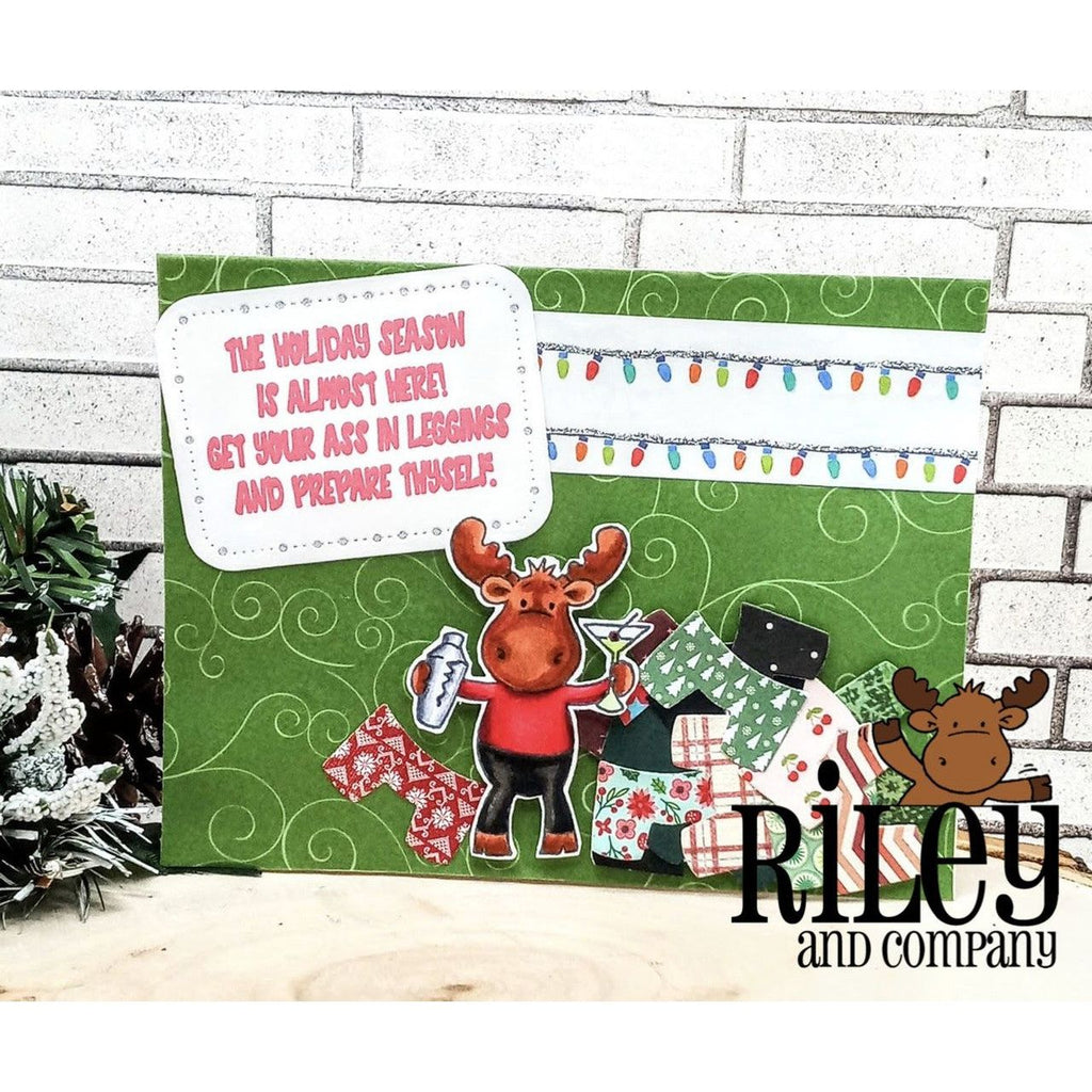 Riley And Company Funny Bones Leggings Cling Rubber Stamp rwd-1205 christmas lights