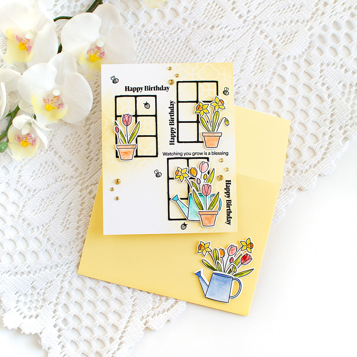 Rainbow Splash Clear Stamps Budding Blossoms rs119c Beautiful Moments Birthday Card | color-code:ALT01
