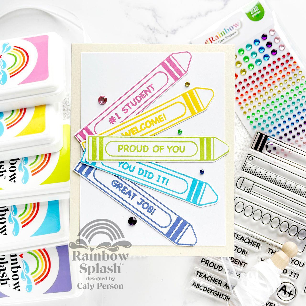 Rainbow Splash Clear Stamps Schoolhouse Messages rs102c Proud of You Card | color-code:ALT01