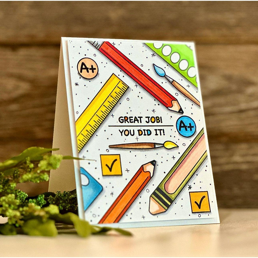 Rainbow Splash Clear Stamps Schoolhouse Messages rs102c Proud of You Card