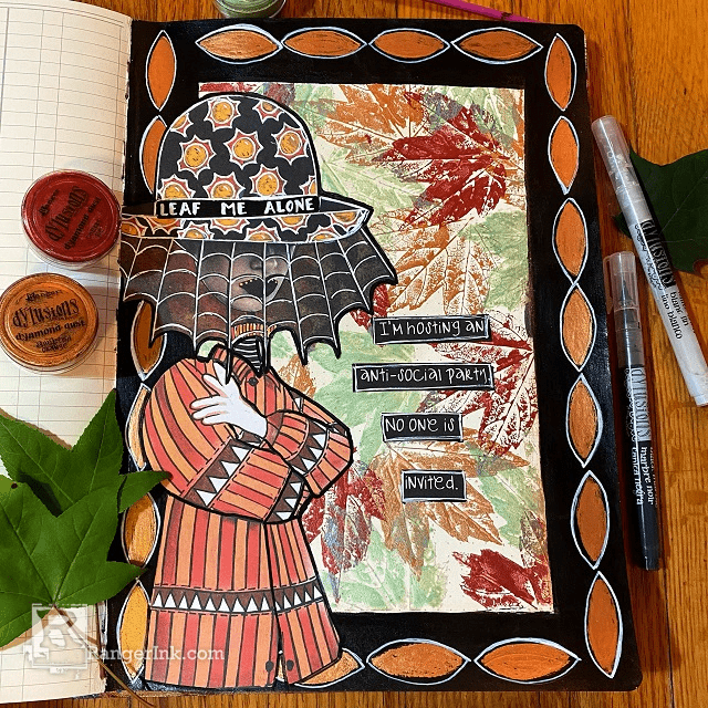 Ranger Dylusions Polished Jade Dyamond Dust dym83849 Leaf Me Alone Journal Page | color-code:ALT01