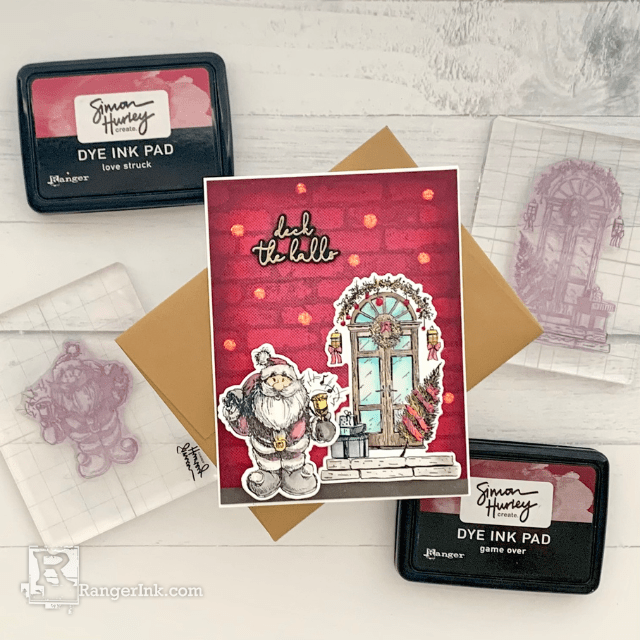 Ranger Simon Hurley Brick Cling Stamp hur87137 Deck The Halls Card | color-code:ALT01