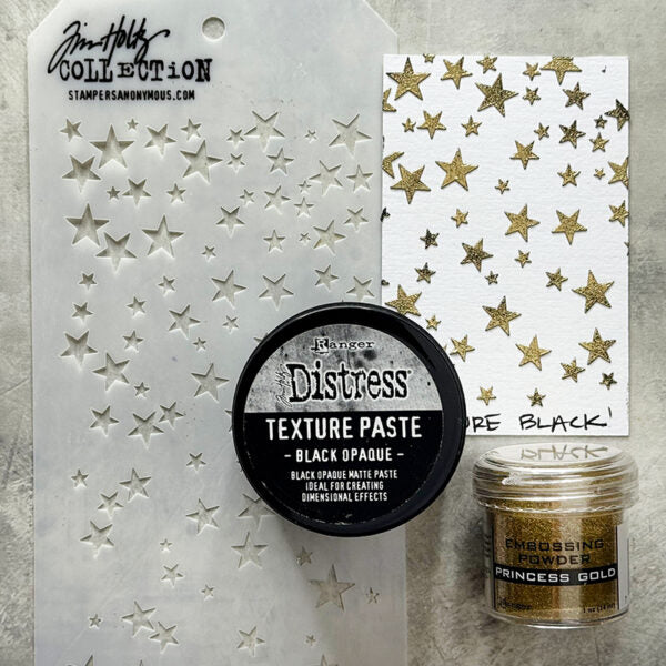 Ranger Tim Holtz Distress Texture Paste Sparkle And Black Opaque Bundle Star Background | color-code:ALT06