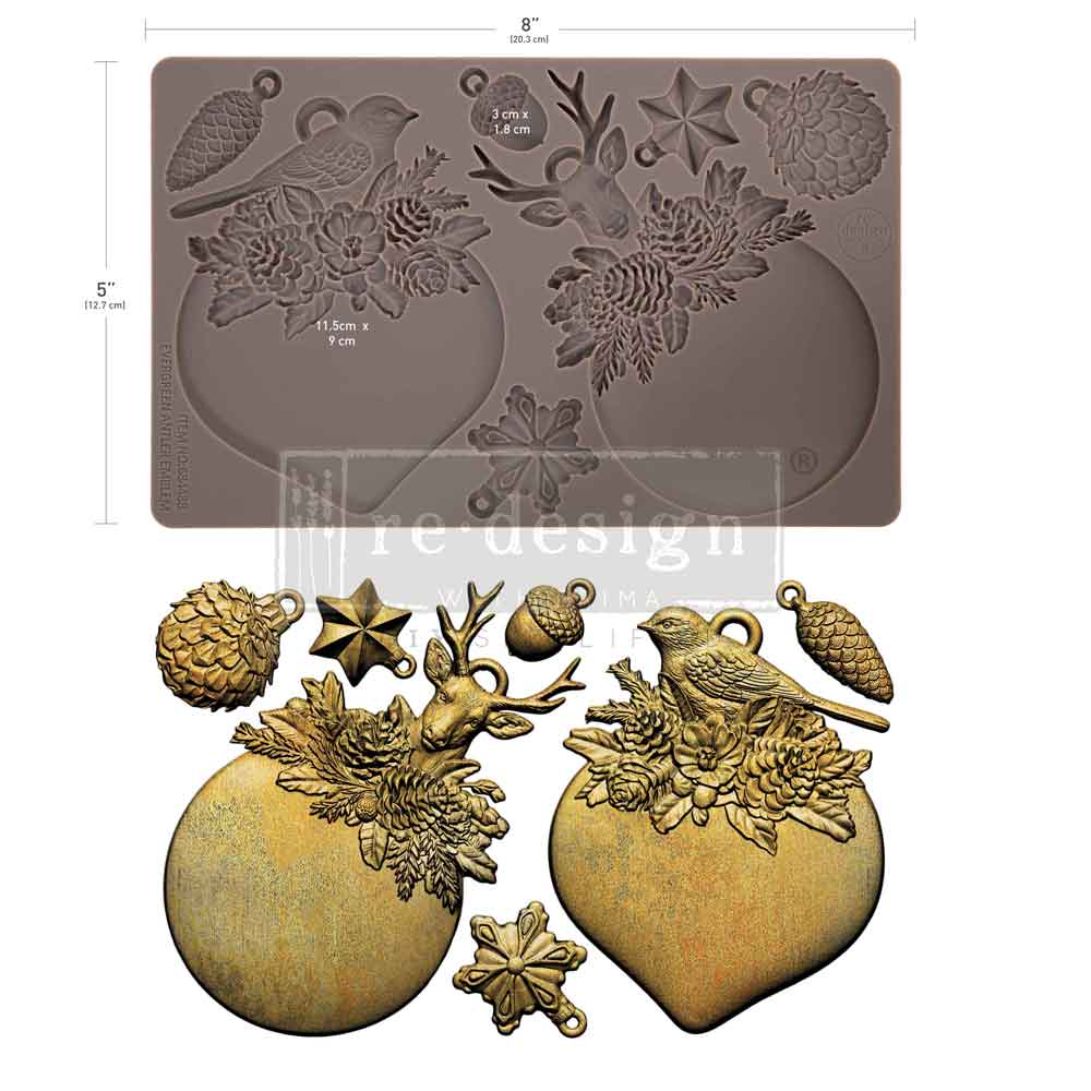 Redesign With Prima Marketing Evergreen Antler Emblem Decor Mould 684488