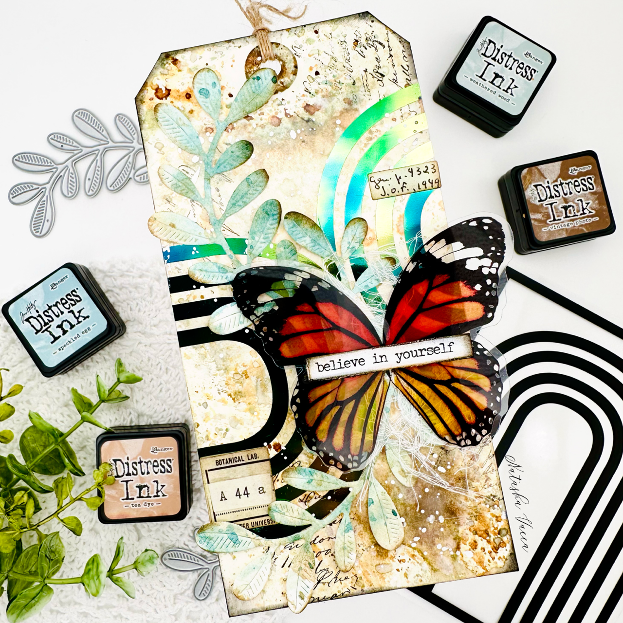 Simon Says Stamp Foil Transfer Cards Retro Arcs 1001ssa Be Bold Butterfly Tag