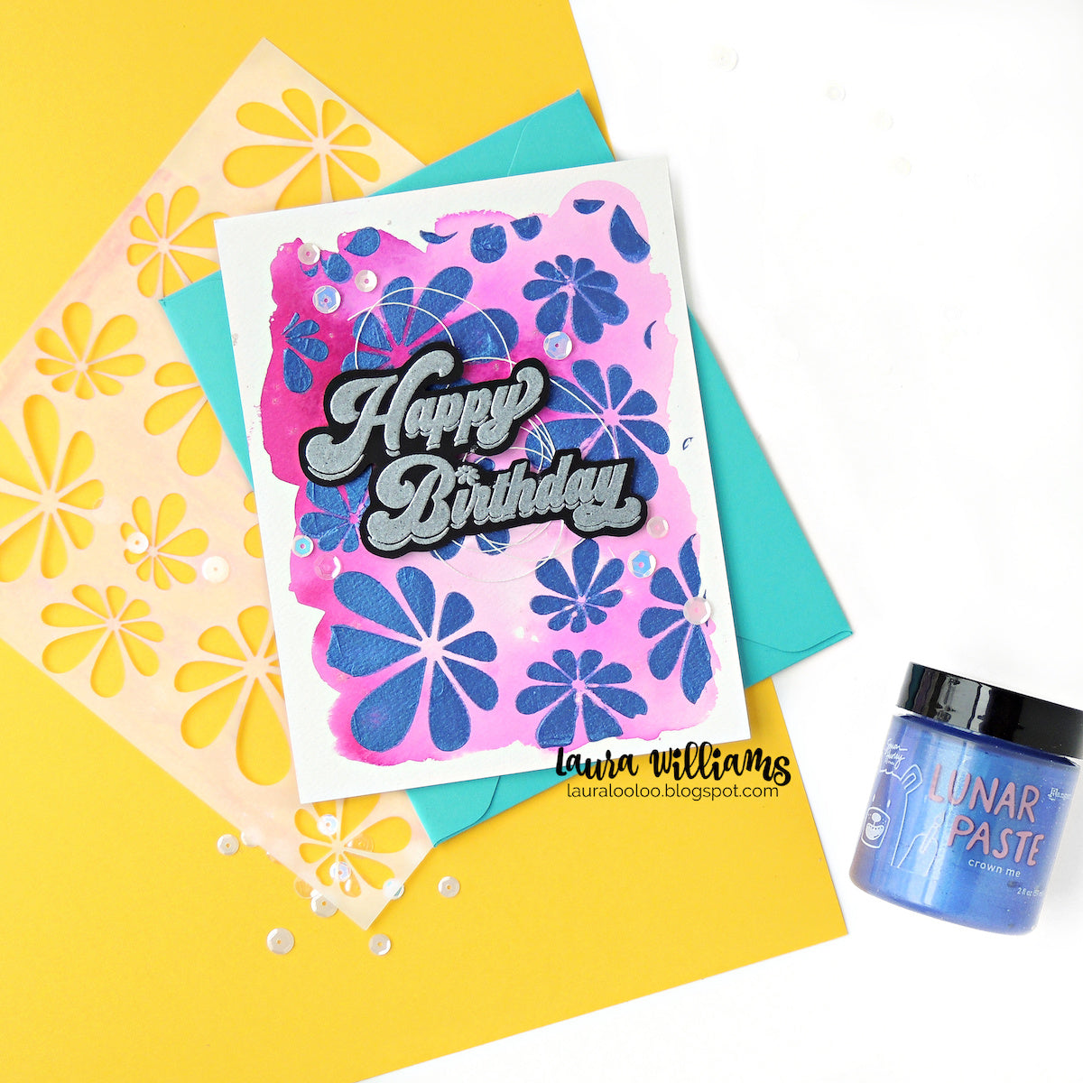 Simon Says Stamp Stencil Retro Daisies 1103st Beautiful Moments Birthday Card
